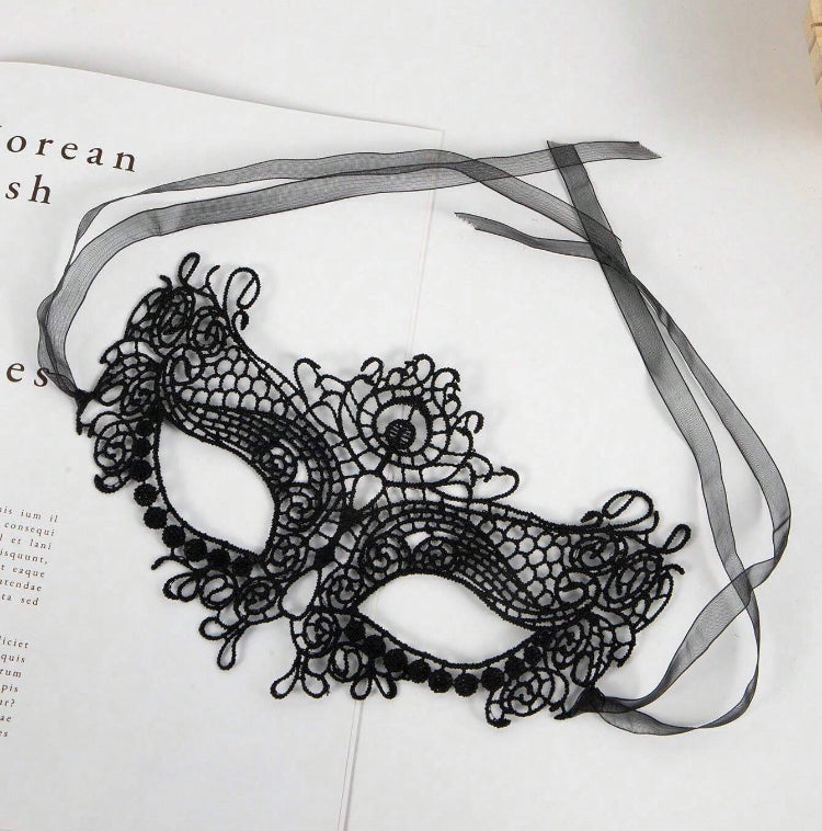 Máscara Renda Clássica Veneziana – Amarração com Fita de Organza