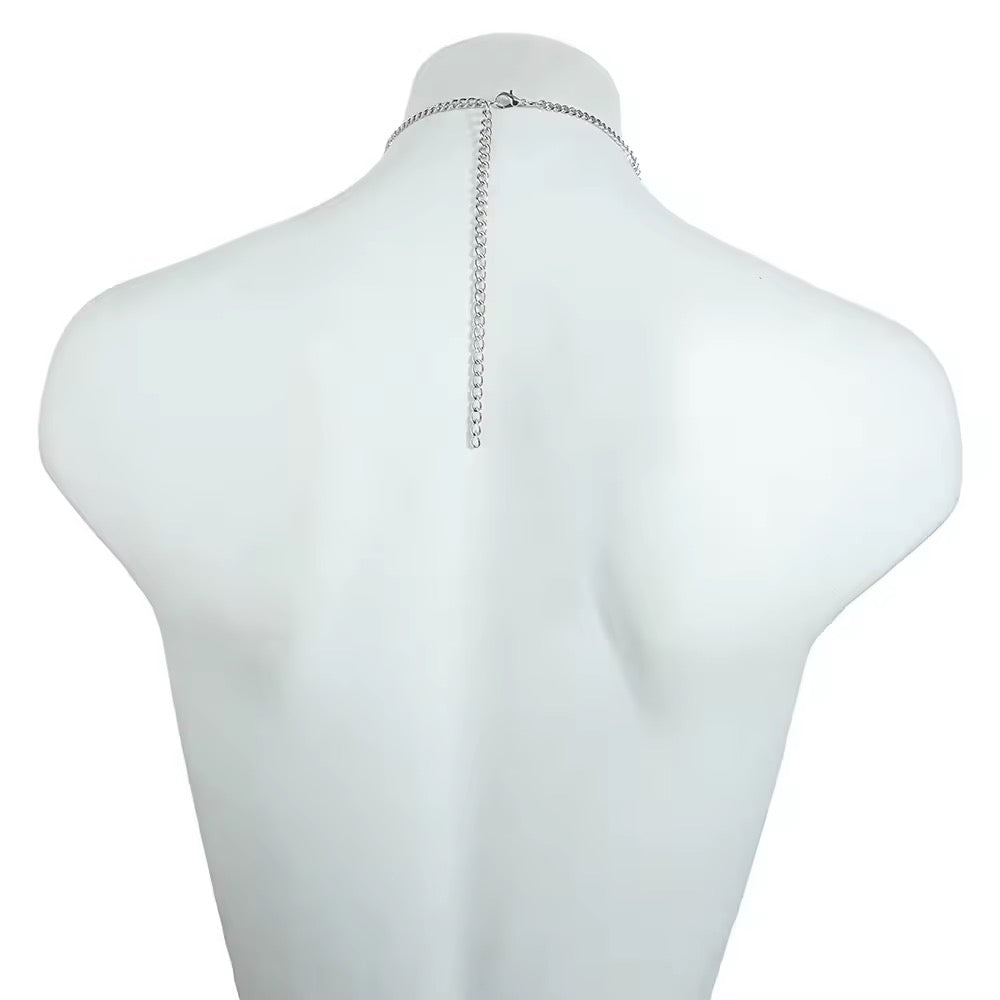 Tapa-Seios Estrela Espelhada com Correntes e Colar Strass – Brilho Celestial e Sofisticação