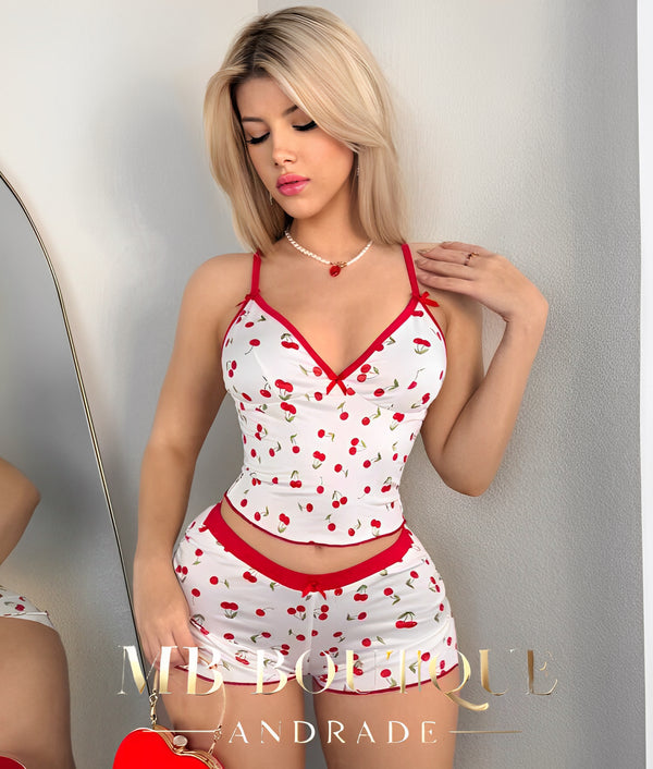 Baby Doll Estampa de Cerejas – Doçura e frescor em cada detalhe