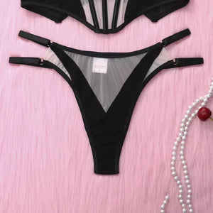 Lingerie Black Sculpt com Transparência e Cintura Alta | Com Aro, Sem Bojo