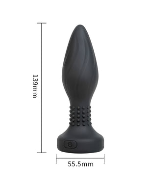 Plug Anal Preto Vibratório com Controle via App – 9 Modos, Rotação e Resistente à Água