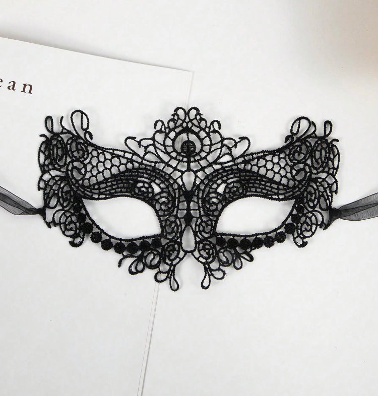 Máscara Renda Clássica Veneziana – Amarração com Fita de Organza