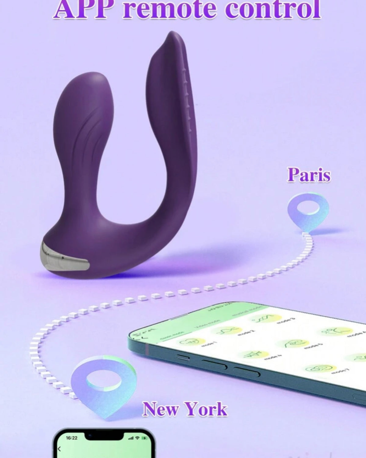 Vibrador com Controle por App - Estímulo Duplo Conexão à Distância, Vibração Poderosa e Design Anatômico com Recarga Magnética
