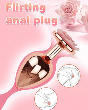 Plug Rosa Luxuoso com Base de Flor - Sensualidade, Elegância e Estímulo Profundo