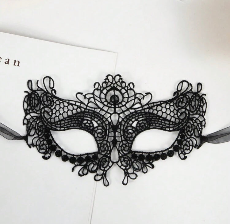 Máscara Renda Clássica Veneziana – Amarração com Fita de Organza