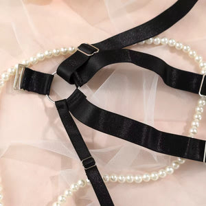 Body Dominatrix Preto - Harness Fetichista com Tiras Ajustáveis – Lingerie Sensual de Dominação e Impacto Visual