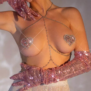 Tapa-Seios Coração Rosa com Strass – Doce e Inesquecível