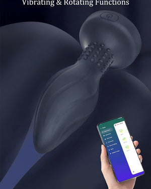 Plug Anal Preto Vibratório com Controle via App – 9 Modos, Rotação e Resistente à Água