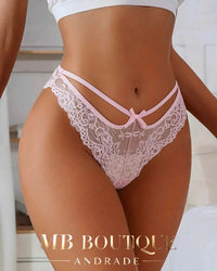 Calcinha de renda com detalhes em laço