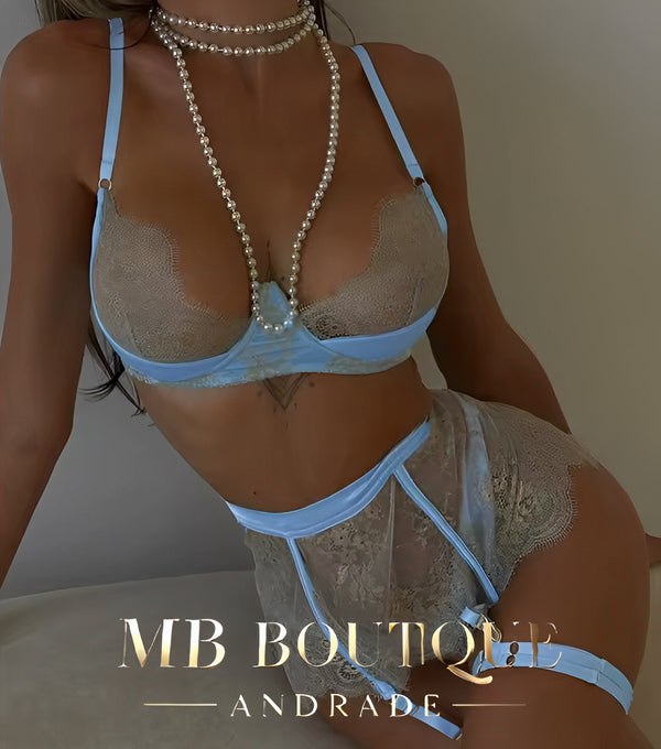 Lingerie Azul Bebê com Renda – Romântica e sofisticada como você