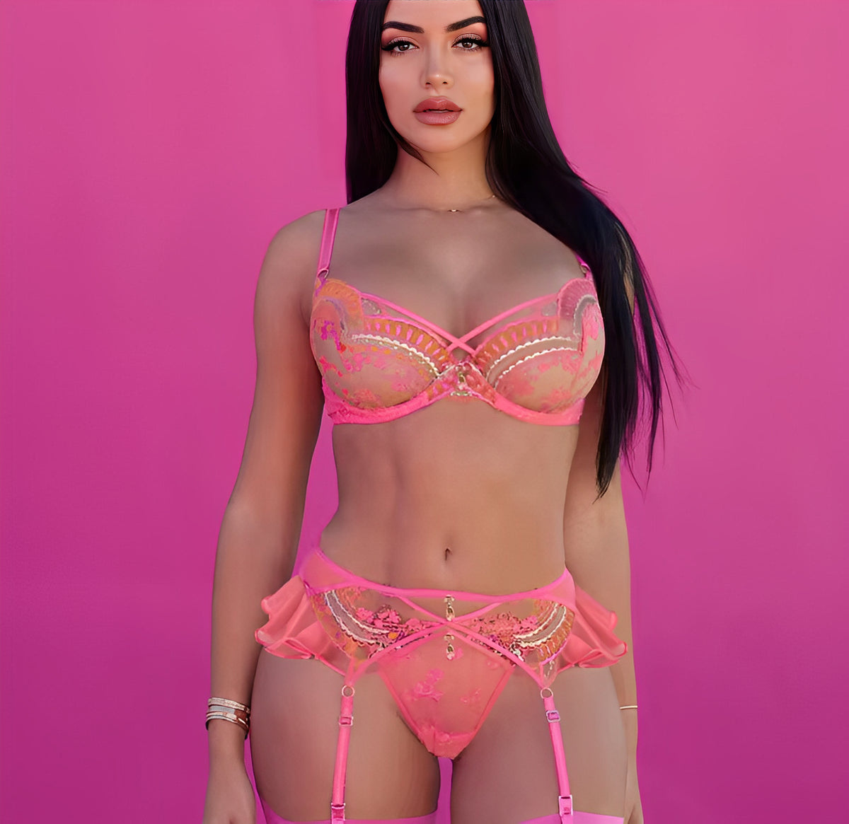 Lingerie Rosa Bordada – Doçura com atitude em cada fio