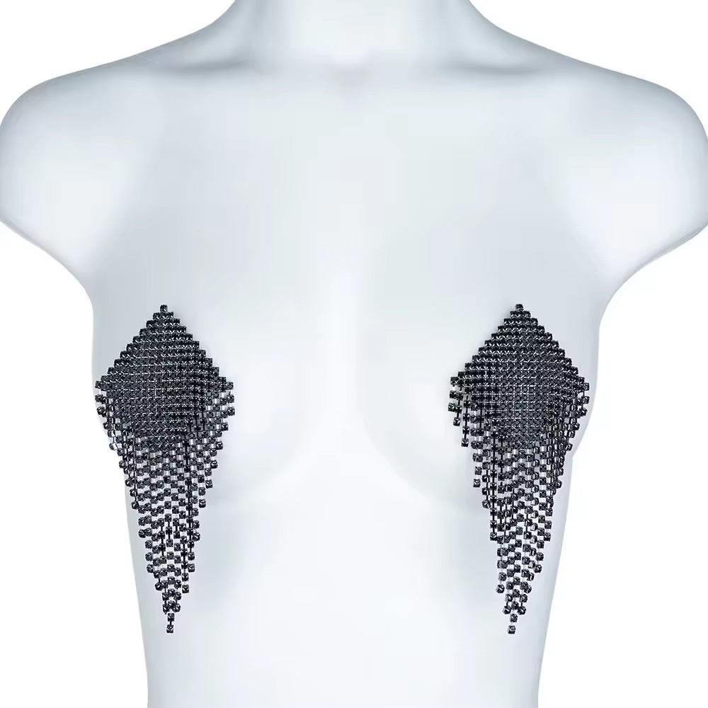 Tapa-Seios Gota de Cristal com Corpo de Strass – Luxo Máximo e Impacto Visual