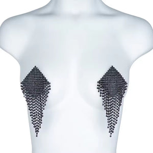 Tapa-Seios Gota de Cristal com Corpo de Strass – Luxo Máximo e Impacto Visual