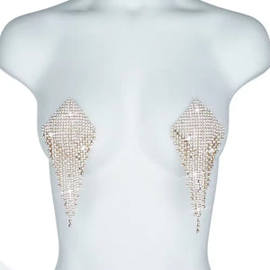 Tapa-Seios Gota de Cristal com Corpo de Strass – Luxo Máximo e Impacto Visual