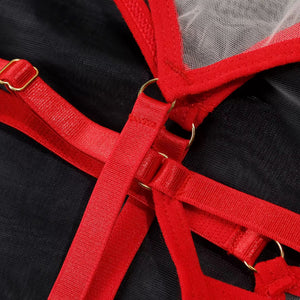 Lingerie Red Desire Transparente – Com Cinta-Liga e Luvas