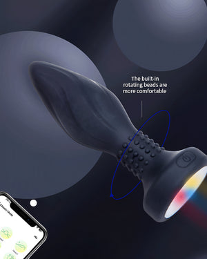 Plug Anal Preto Vibratório com Controle via App – 9 Modos, Rotação e Resistente à Água