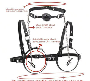 Conjunto Dominatrix com Corsete de Correntes e Mordaça de Bola - Ajustável, Provocante e Intenso