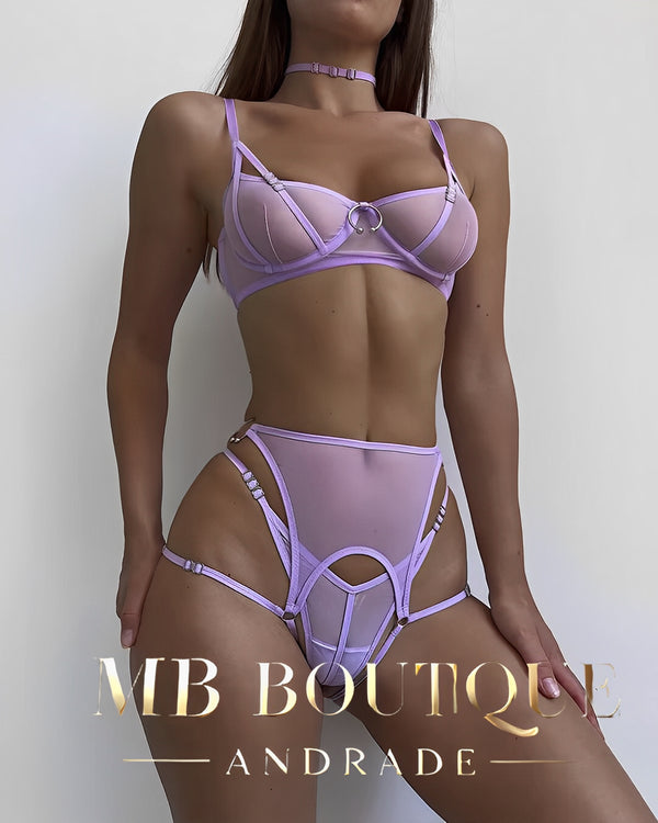 Lingerie Lilás com Recortes Modernos – Delicadeza com design autêntico