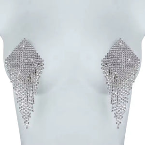 Tapa-Seios Gota de Cristal com Corpo de Strass – Luxo Máximo e Impacto Visual