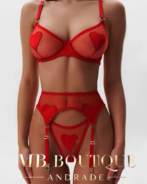 Conjunto Corações Vermelhos – Doce, Sensual e Apaixonante