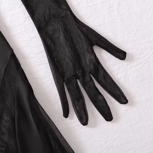 Vestido Black Hypnotic com Luvas - Recortes Sensuais e Ajuste Perfeito