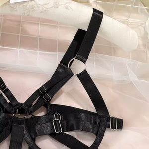 Body Dominatrix Preto - Harness Fetichista com Tiras Ajustáveis – Lingerie Sensual de Dominação e Impacto Visual
