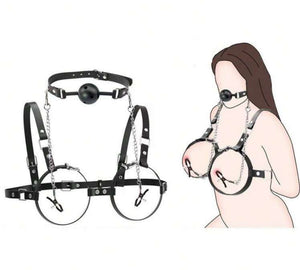 Conjunto Dominatrix com Corsete de Correntes e Mordaça de Bola - Ajustável, Provocante e Intenso