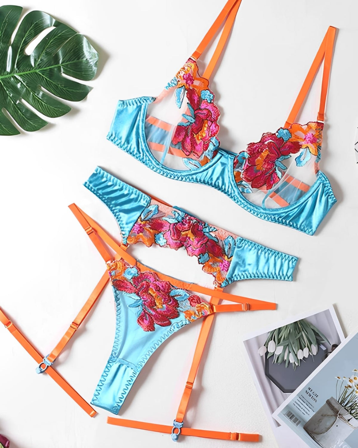 Conjunto Azul com Laranja – Atrevido, Vibrante e Irresistível!