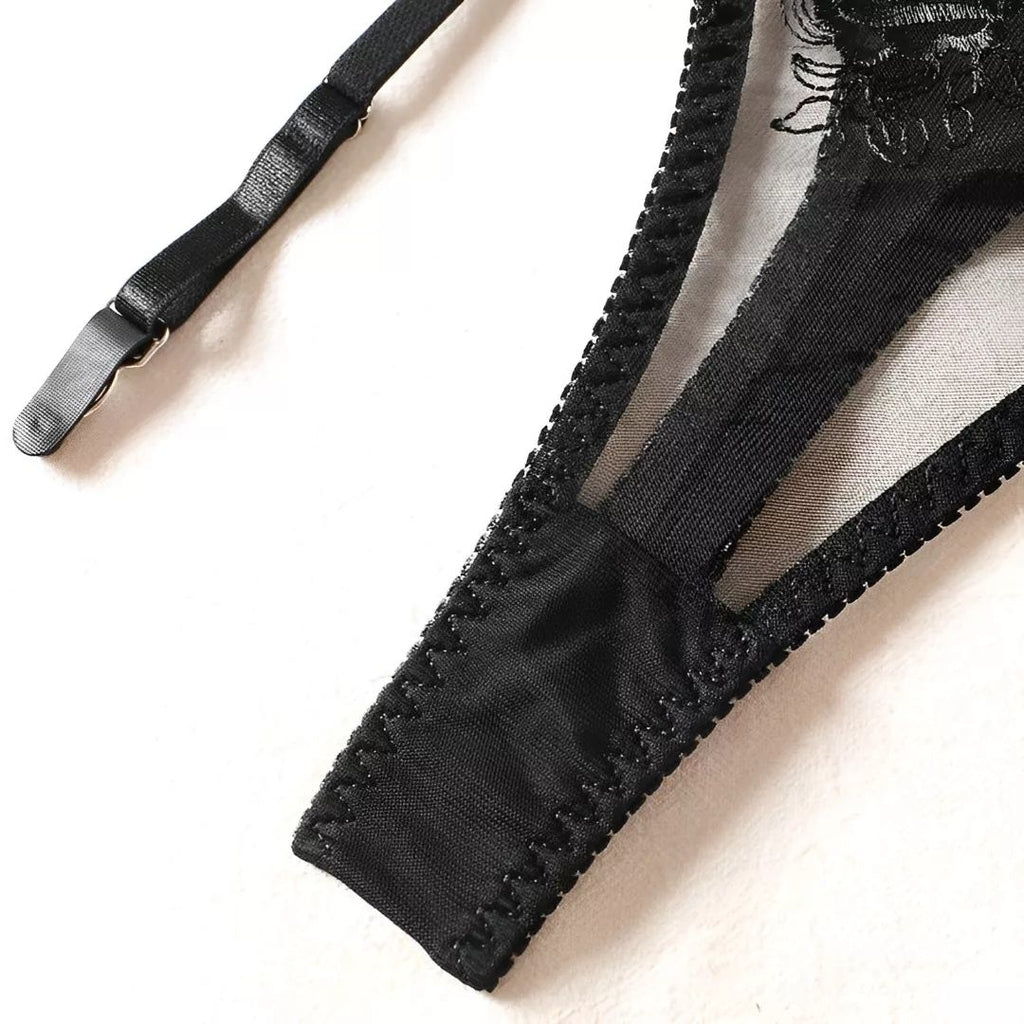 Lingerie sexy com cinta liga