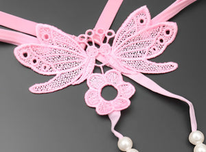 Calcinha com Bordado em Borboleta e Pérolas – Regulável