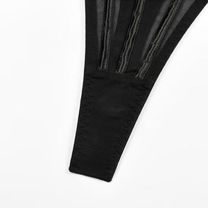 Lingerie Corset Preto Sexy em Tule Transparente com Gargantilha e Calcinha Regulável – Lingerie de Luxo Ousada