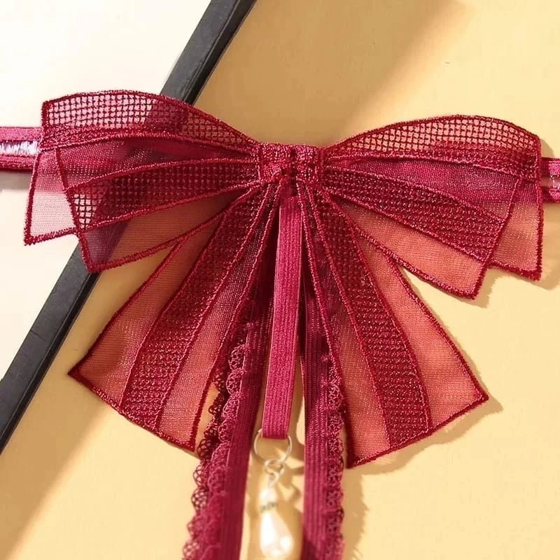 Calcinha Sexy com detalhe em laço e pérolas