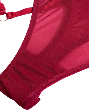 Body com luvas, cinta liga e ligas de perna