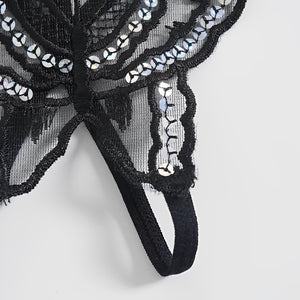 Calcinha fio dental sensual Borboleta – Com brilho e Abertura Inferior - presente perfeito