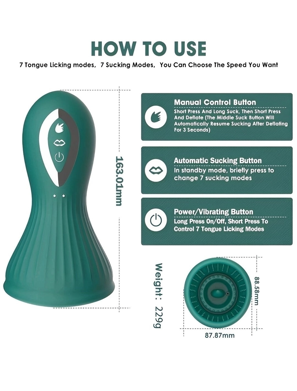 Vibrador de Sucção com 7 Modos de Vibração e Estímulo de Língua - Prazer Total no Toque