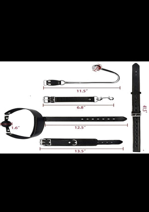 Kit Bondage Preto com Algema, Coleira, Mordaça e Plug Anal - Fetiche e Prazer Completo