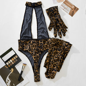 Body Sexy Animal Print – Poder Selvagem e Elegância Atemporal - com luvas e meias