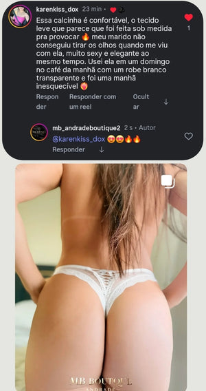 Calcinha Fio Dental em Tule e Renda – Lingerie Sensual Preta ou Branca Feminina P ao GG