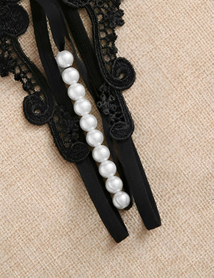 Calcinha Fio Dental com Pérolas – Kit Sensual em Renda Preta, Azul e Vermelha | Lingerie Erótica Luxuosa