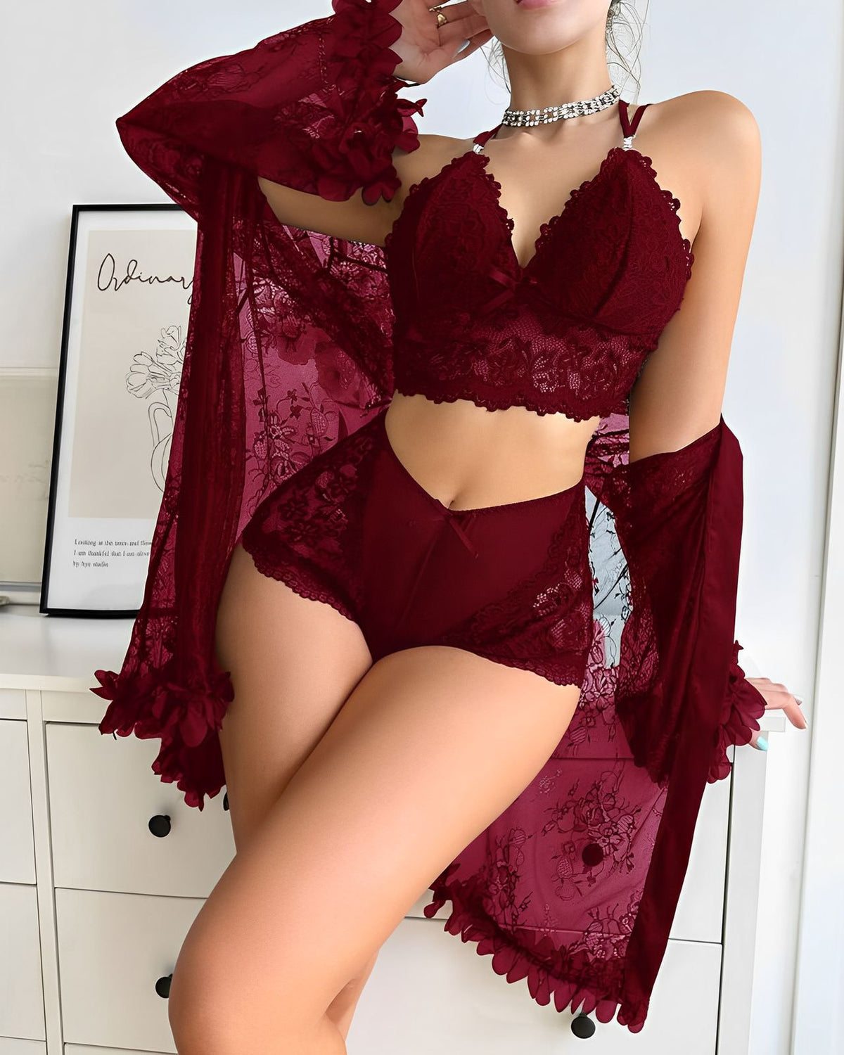 Conjunto Babydoll com Robe de Renda – Sofisticação e Conforto para Todos os Momentos