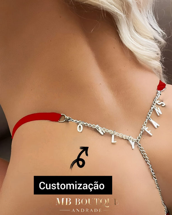 Calcinha Personalizada com Corrente e Coração Bordado – Edição Especial