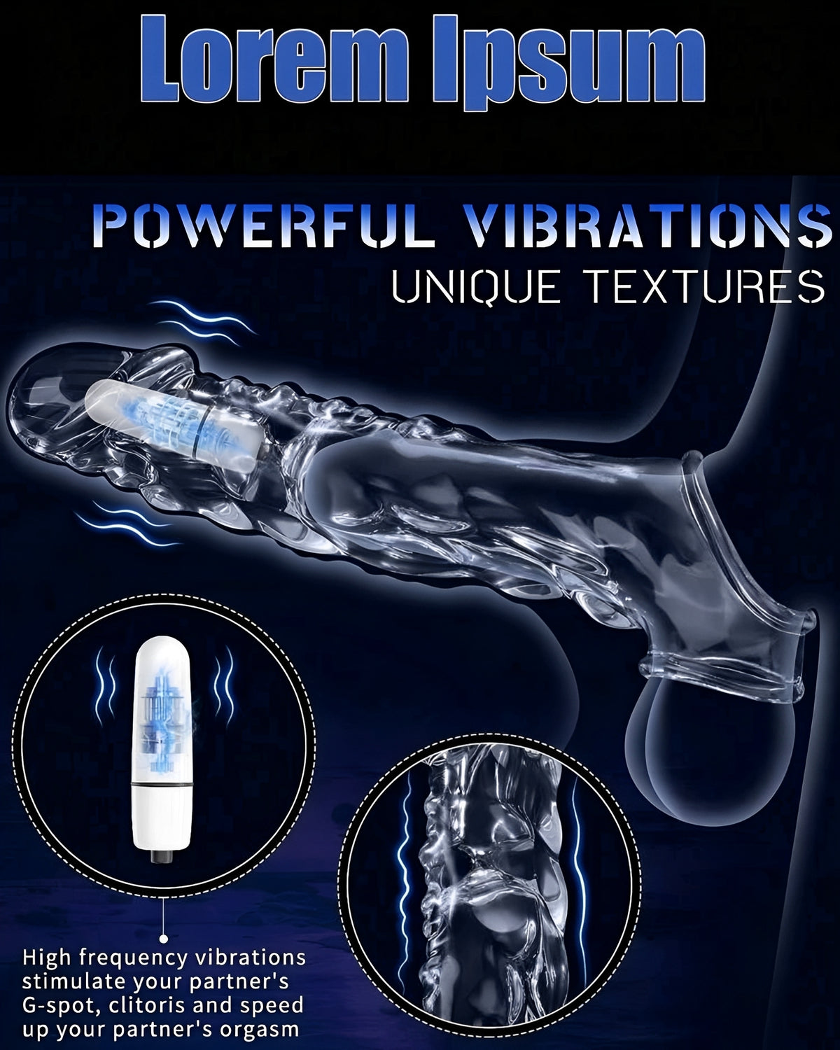 Extensor Transparente com Vibração - Toque Macio, Tamanho Extra e Experiência Intensa