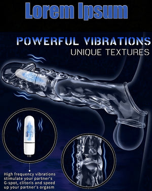 Extensor Transparente com Vibração - Toque Macio, Tamanho Extra e Experiência Intensa