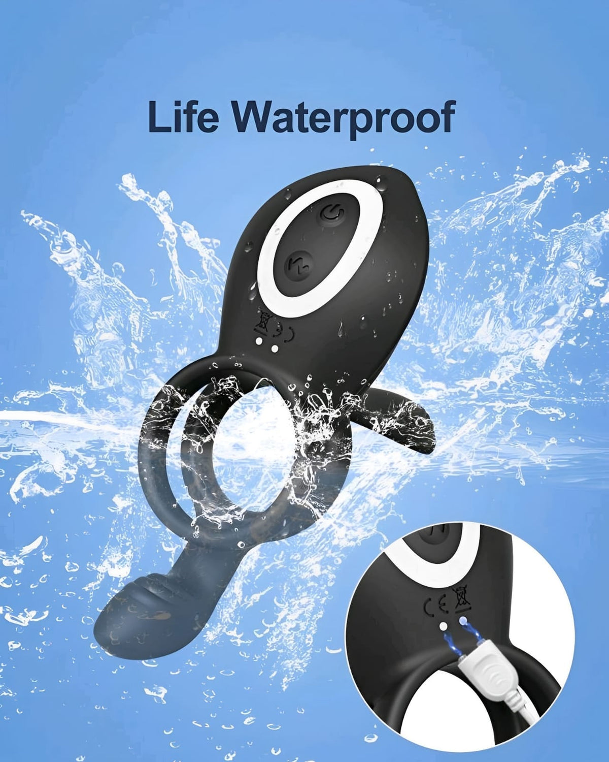 Kit Fantasia à Beira da Piscina - Biquíni Safira Azul Royal + Acessório Masculino com Vibração