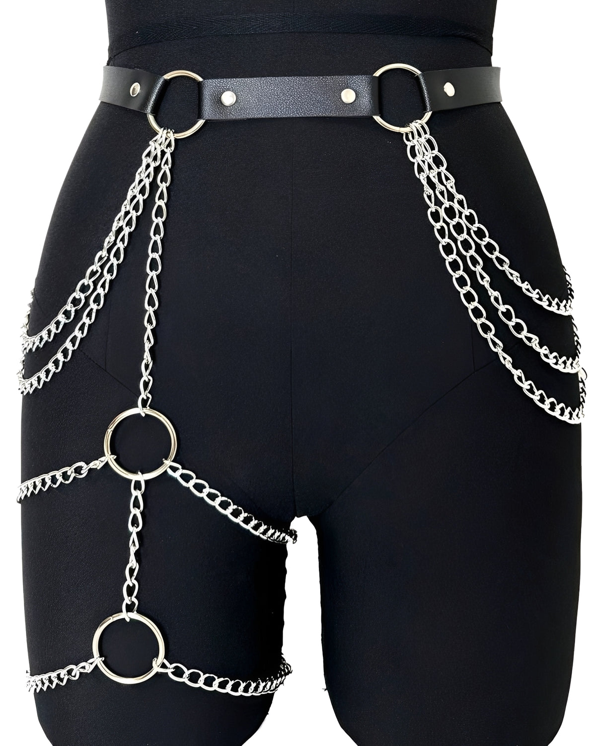 Cinto Harness com Correntes Douradas ou Prateadas – Acessório Sensual de Cintura e Coxa para Noite Ousada