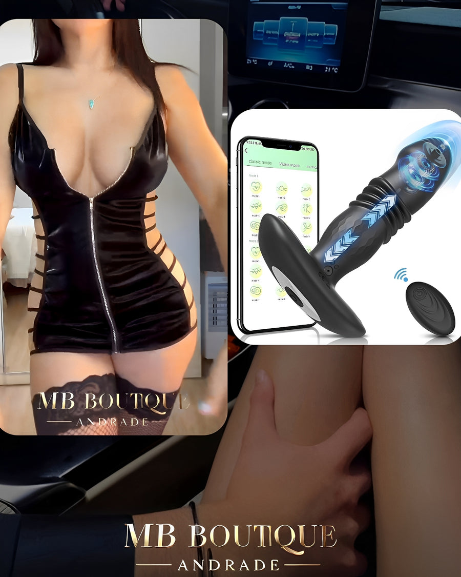 Kit Fantasia no Carro - Vestido com Abertura Zíper + Vibrador Bluetooth
