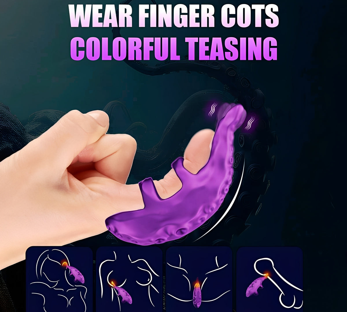 Toque Tentador - Vibrador de Tentáculo com Dedal Recarregável para Estímulo Total do Prazer (10 Vibrações)