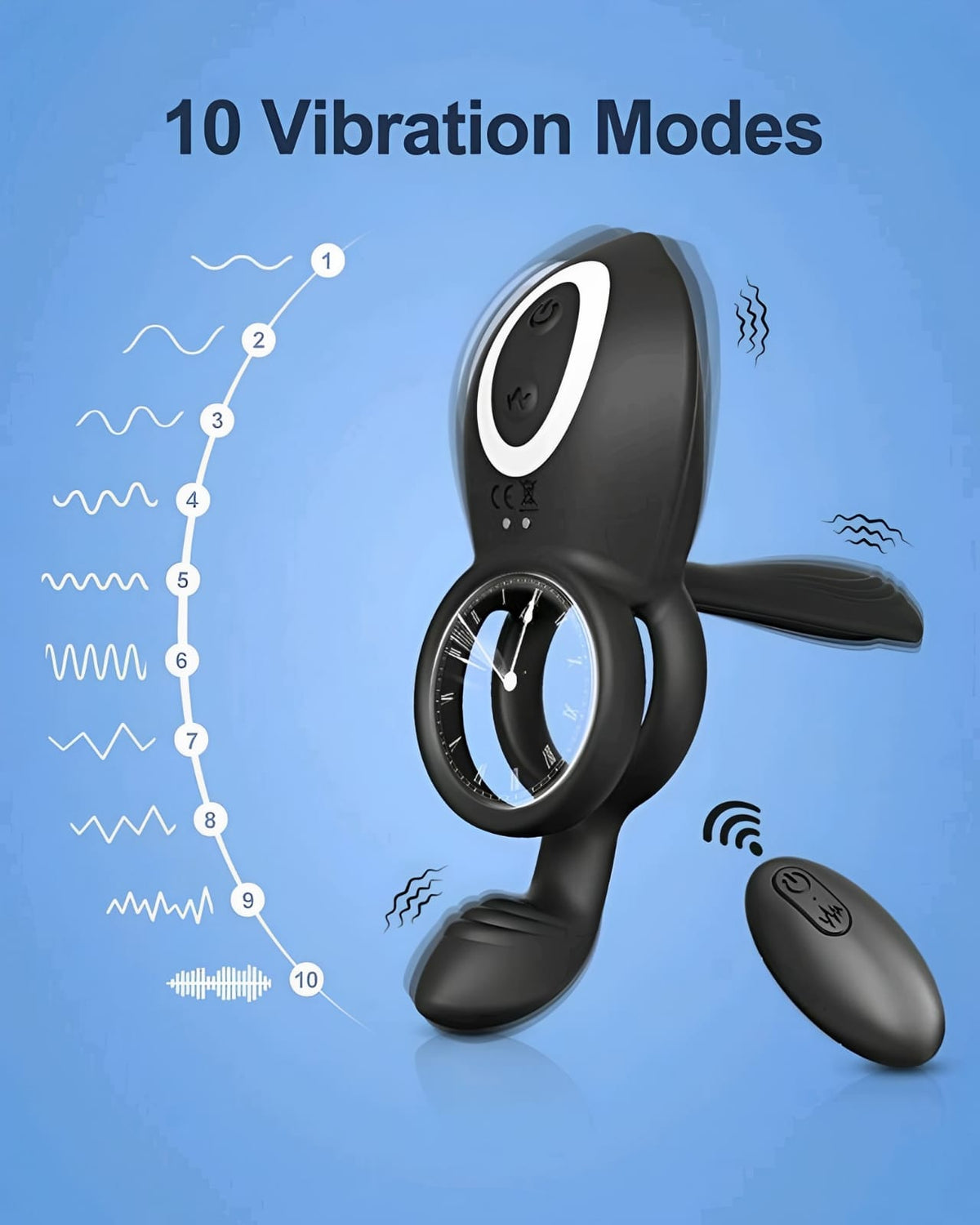 Anel Peniano Vibratório com Controle Remoto – 10 Modos de Vibração, Silicone Premium e Design à Prova D’Água