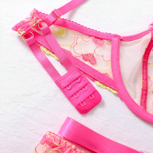 Lingerie completa com ligas de perna e gargantilha