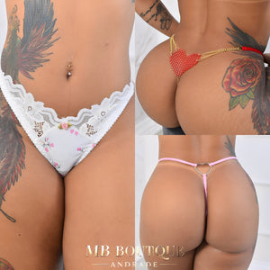 Kit de Calcinhas Sensuais com Renda, Coração e Corrente – P ao GG